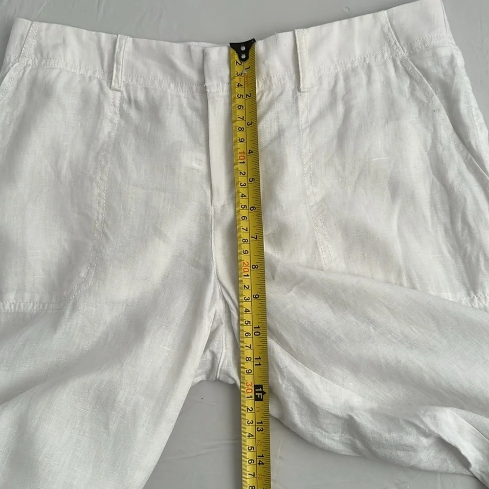 Banana Republic white unlined lightweight linen wide leg palazzo pants